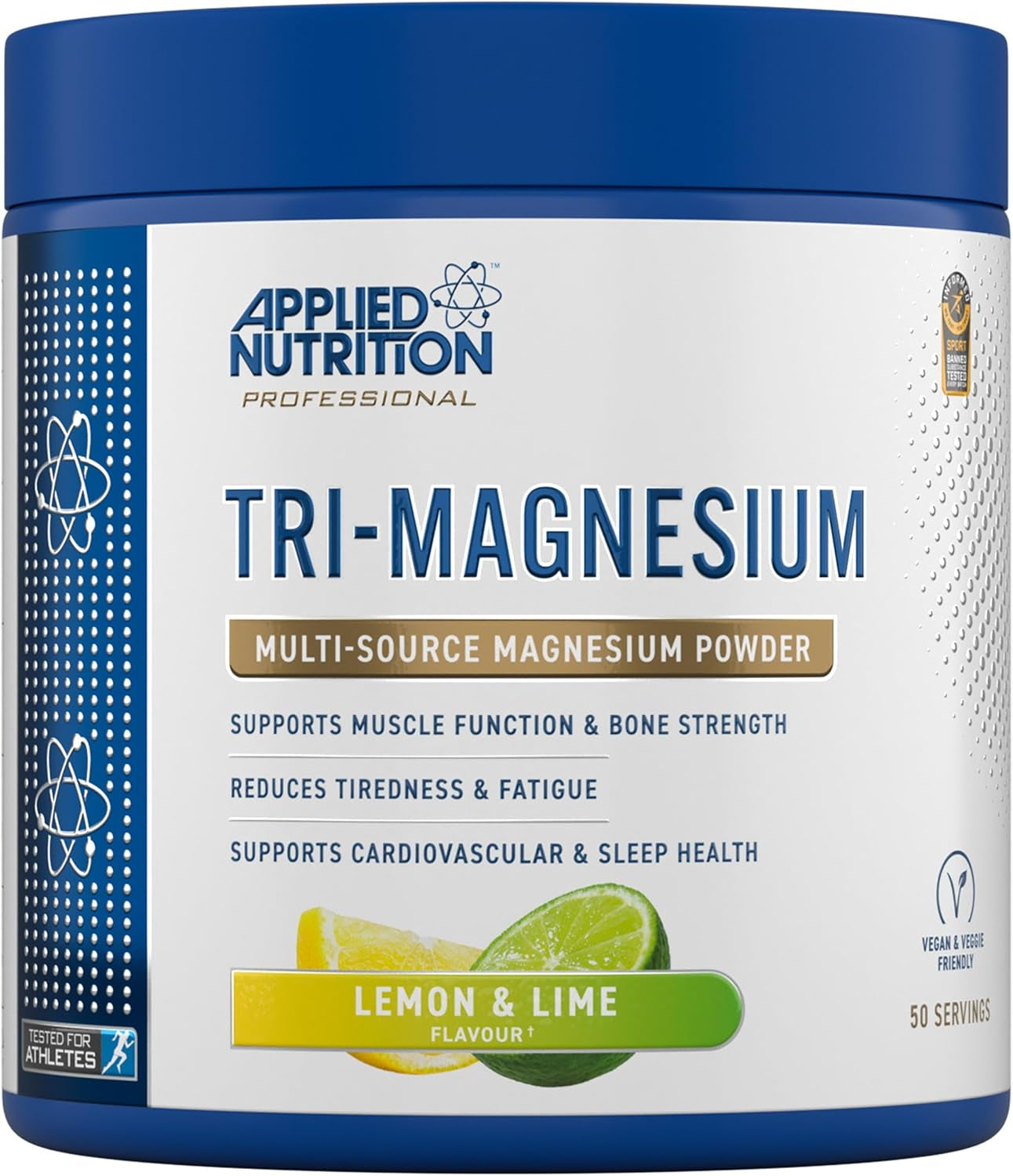 Tri-Magnesium Powder 3 in 1 - Magnesium Glycinate Supplements for Bone, Muscle, Nervous System Sleep Health - 300 Mg per Serving (200G - 50 Servings) (Lemon & Lime)