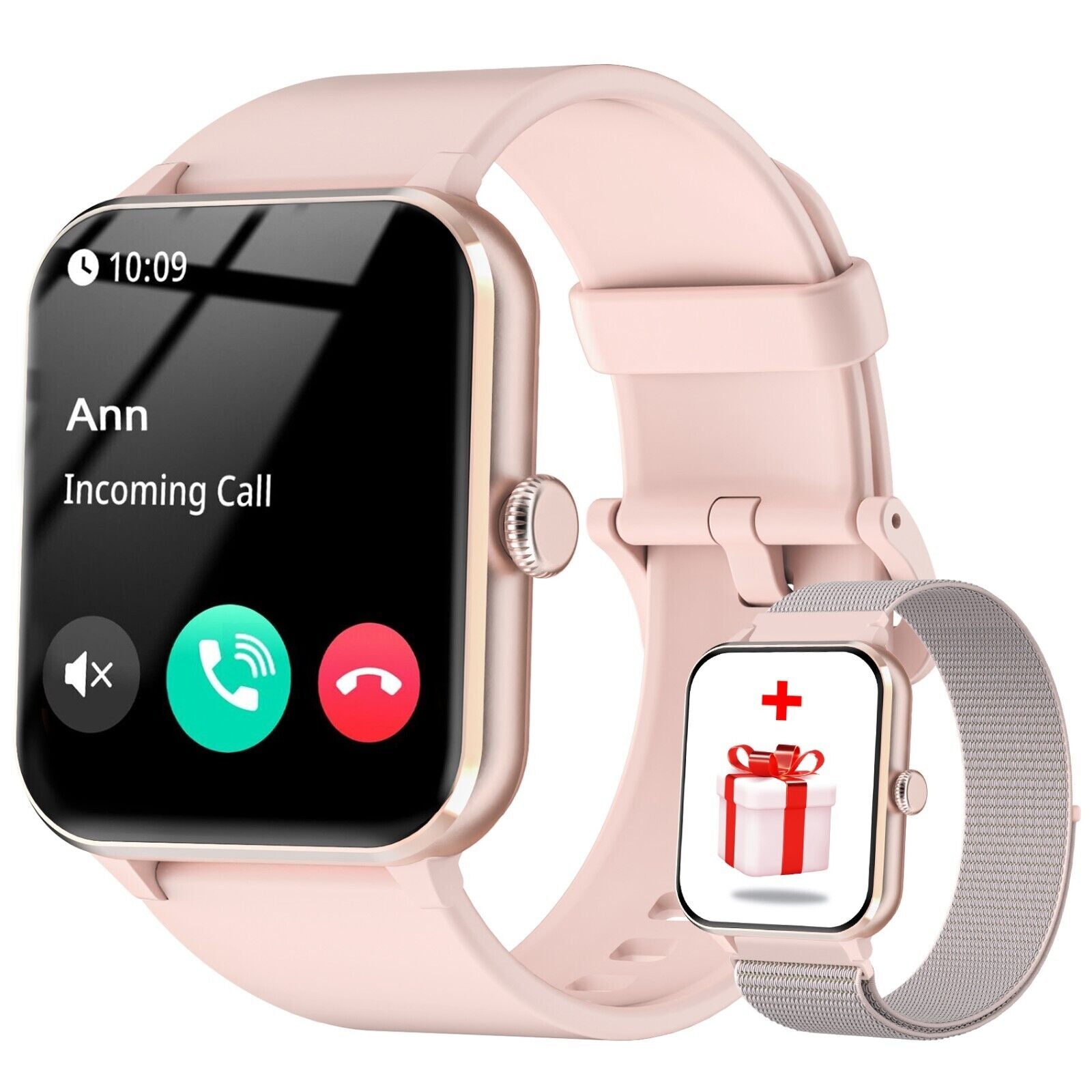 Pink Smart Watch, 1.4" Touch Screen Fitness Watch, for both Apple and Android