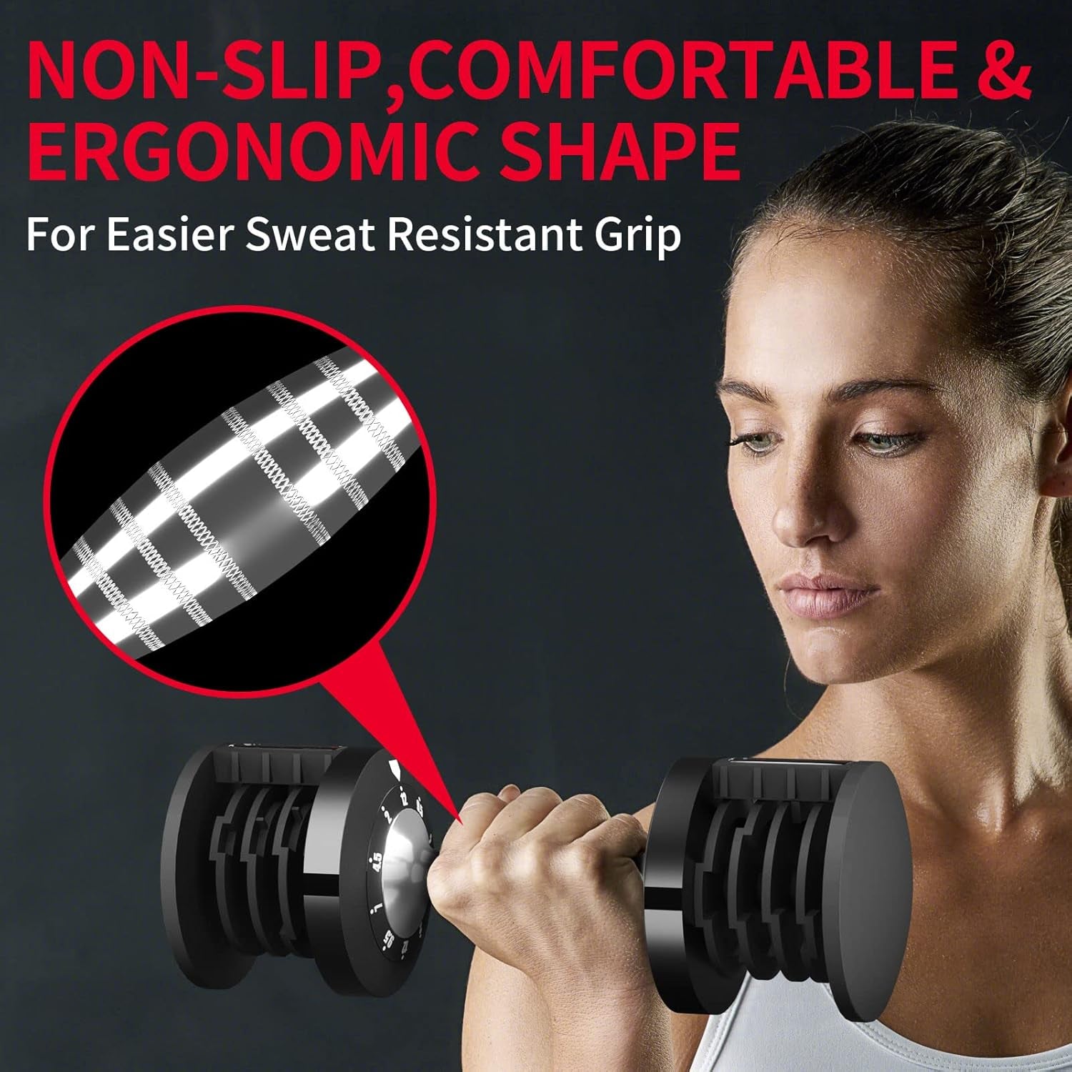 12Kg/18Kg Adjustable Dumbbells for Saving Space, 5 Weight Levels, (Non-Slip Grip)