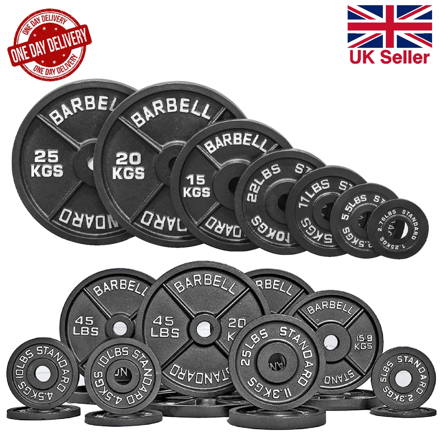 Premium Cast Iron Olympic Weight Plate Set - 2" Hole Dumbbell & Barbell Discs for Serious Lifting