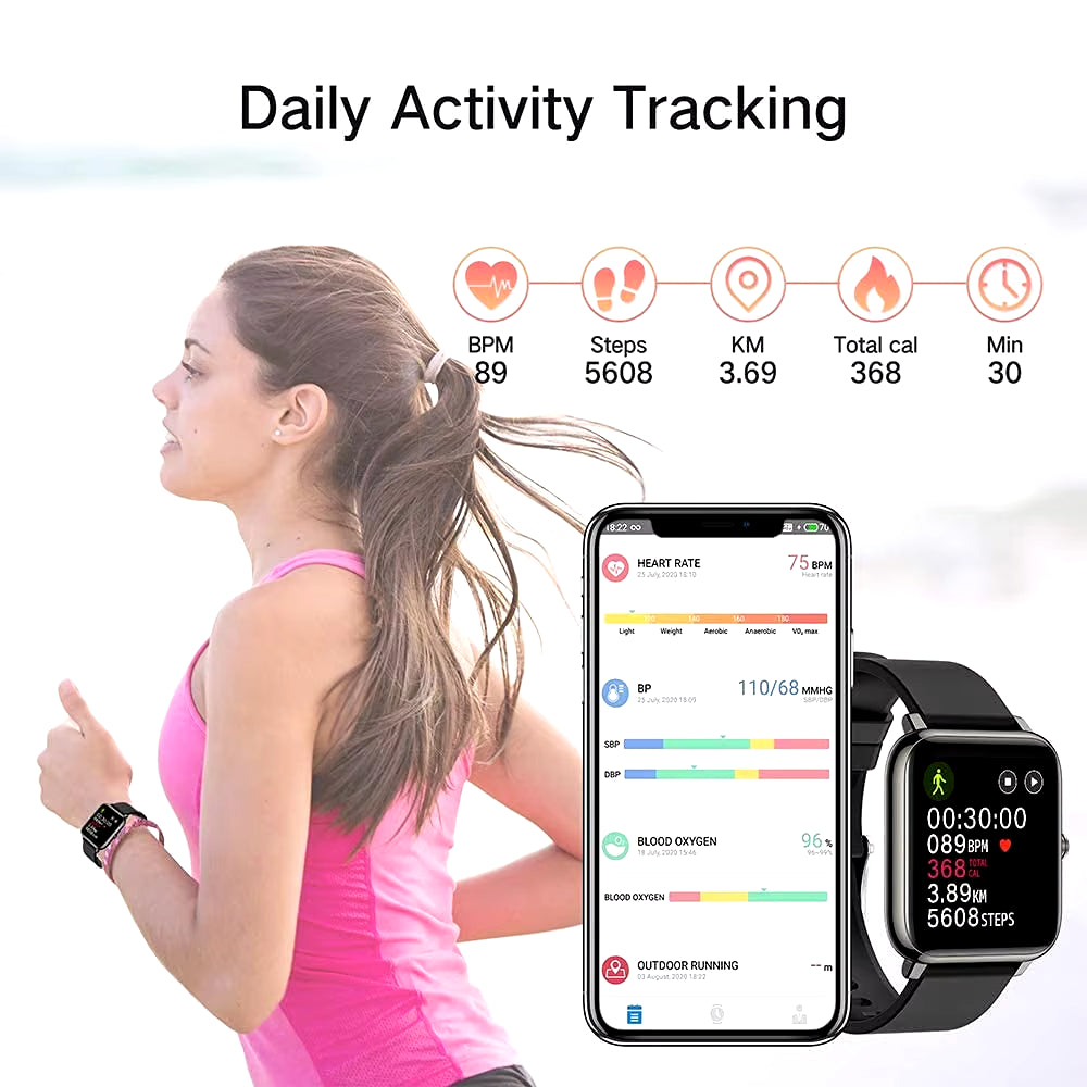 Smart Watch, 1.4" Touch Screen Fitness Watch, 8 Sports Modes Fitness Tracker, Sleep Monitor, IP67.