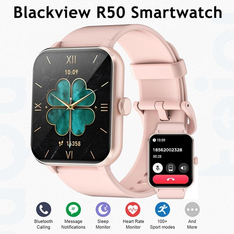 Pink Smart Watch, 1.4" Touch Screen Fitness Watch, for both Apple and Android