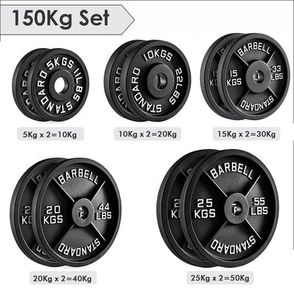 Premium Cast Iron Olympic Weight Plate Set - 2" Hole Dumbbell & Barbell Discs for Serious Lifting