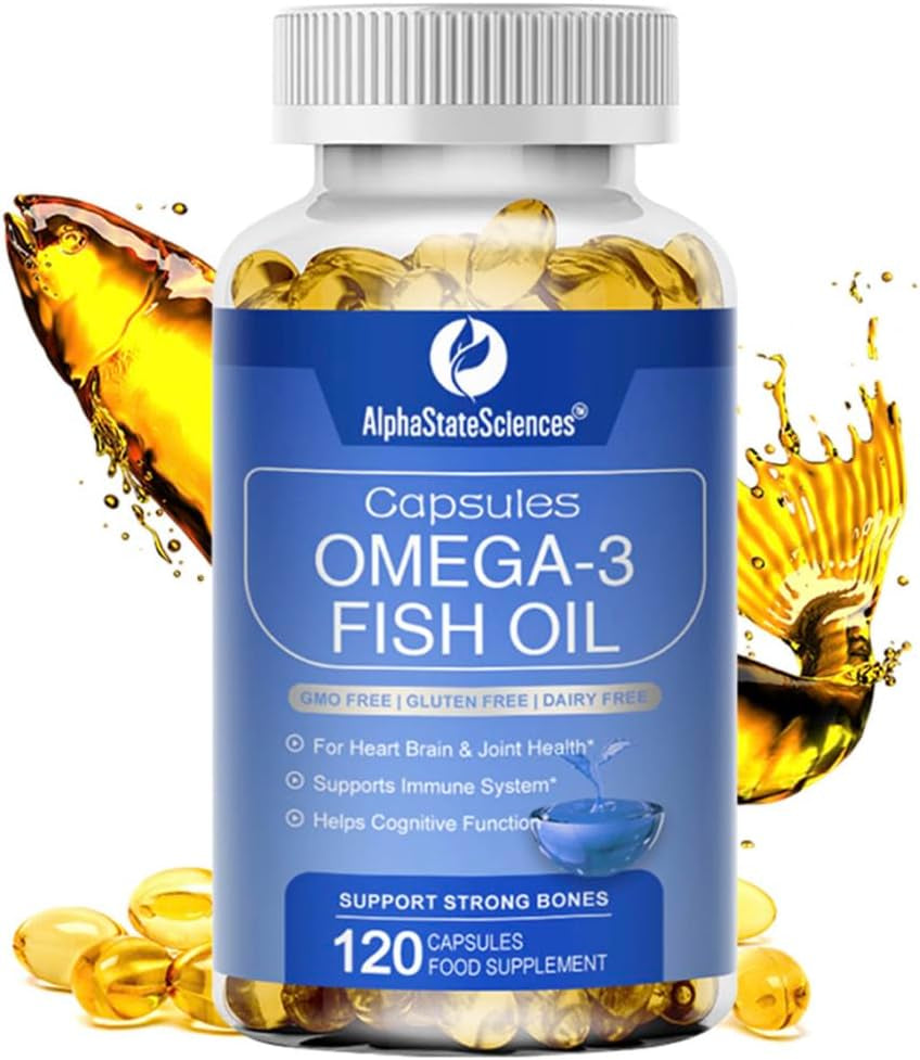 **New**Premium Omega 3 Fish Oil Max Strength 3600Mg Boost Heart Health, Brain Function, and Joint Mobility High EPA 1296Mg & DHA 864Mg Essential Fatty Acids for Optimal Wellness