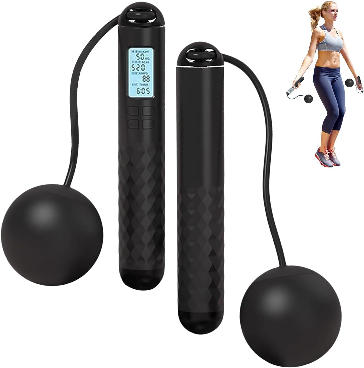 Ropeless Skipping Rope, Cordless Skipping Ropes for Adults, Wireless Skipping Rope with Counter, Smart Digital Gravity Ball Jump Rope without Rope for Home Workout Equipment for Women Men