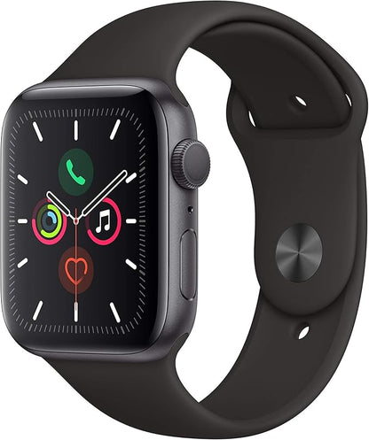 Apple Watch Series 5 (GPS, 44MM) - Space Grey Aluminium Case with Black Sport Band (Certified Renewed)