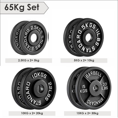 Premium Cast Iron Olympic Weight Plate Set - 2" Hole Dumbbell & Barbell Discs for Serious Lifting