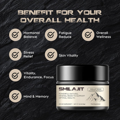 Pure Himalayan Shilajit Resin 600mg with 85+ Trace Minerals Complex for Energy Support, 30g per Box (Suggested Use: 2 Months)