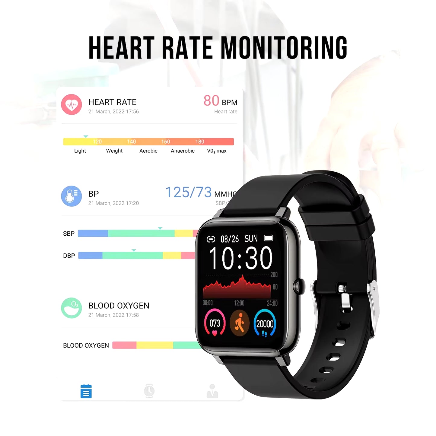 Smart Watch, 1.4" Touch Screen Fitness Watch, 8 Sports Modes Fitness Tracker, Sleep Monitor, IP67.