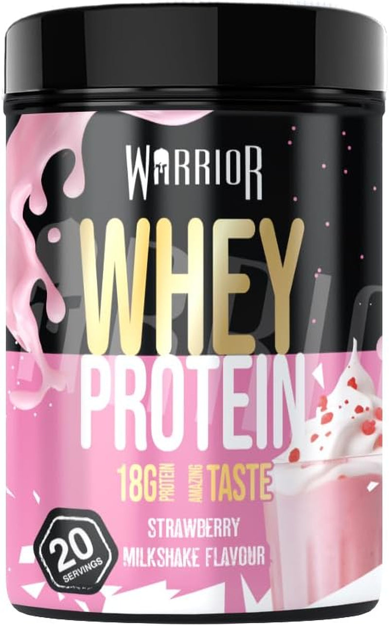 WARRIOR Whey Protein Powder Strawberry Milkshake Flavour (36G Protein per Shake) (20 Servings)  