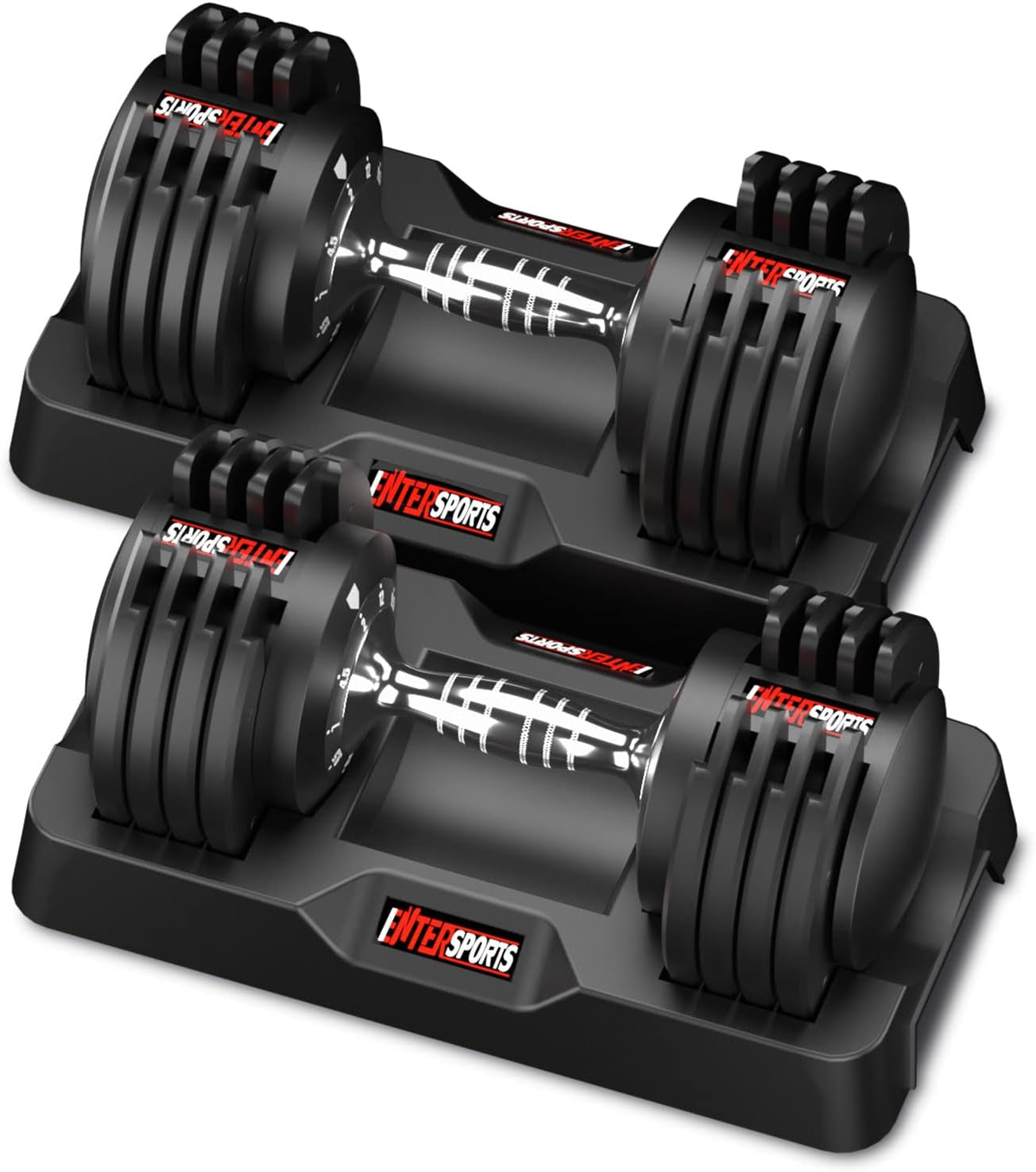 12Kg/18Kg Adjustable Dumbbells for Saving Space, 5 Weight Levels, (Non-Slip Grip)