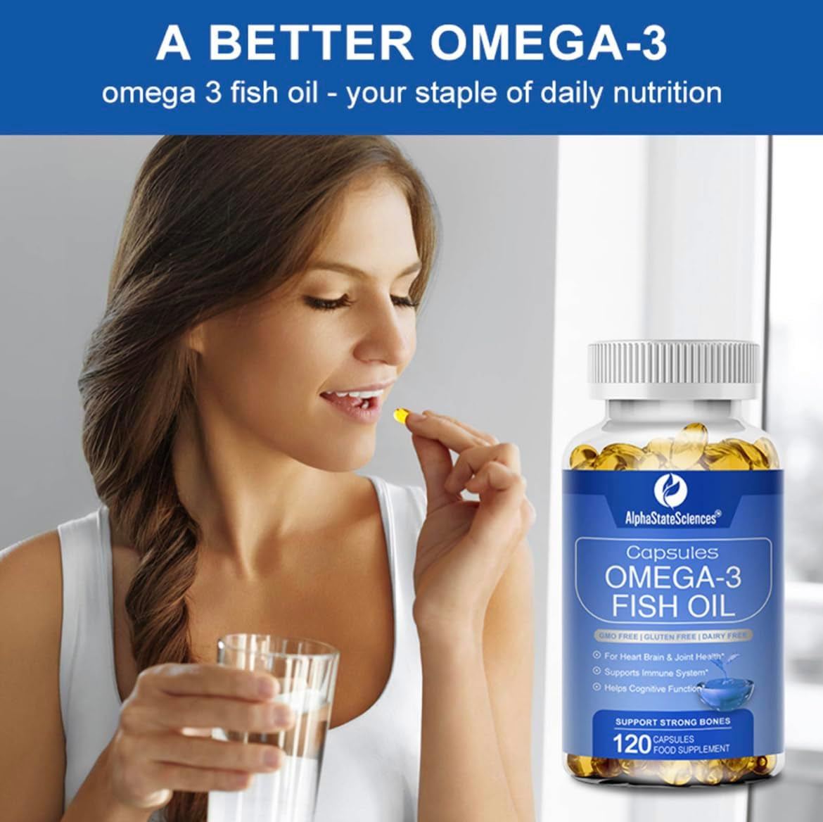 **New**Premium Omega 3 Fish Oil Max Strength 3600Mg Boost Heart Health, Brain Function, and Joint Mobility High EPA 1296Mg & DHA 864Mg Essential Fatty Acids for Optimal Wellness