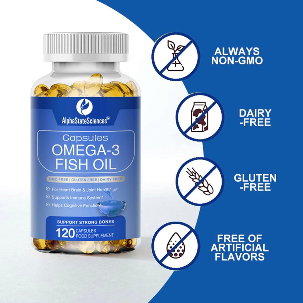 **New**Premium Omega 3 Fish Oil Max Strength 3600Mg Boost Heart Health, Brain Function, and Joint Mobility High EPA 1296Mg & DHA 864Mg Essential Fatty Acids for Optimal Wellness