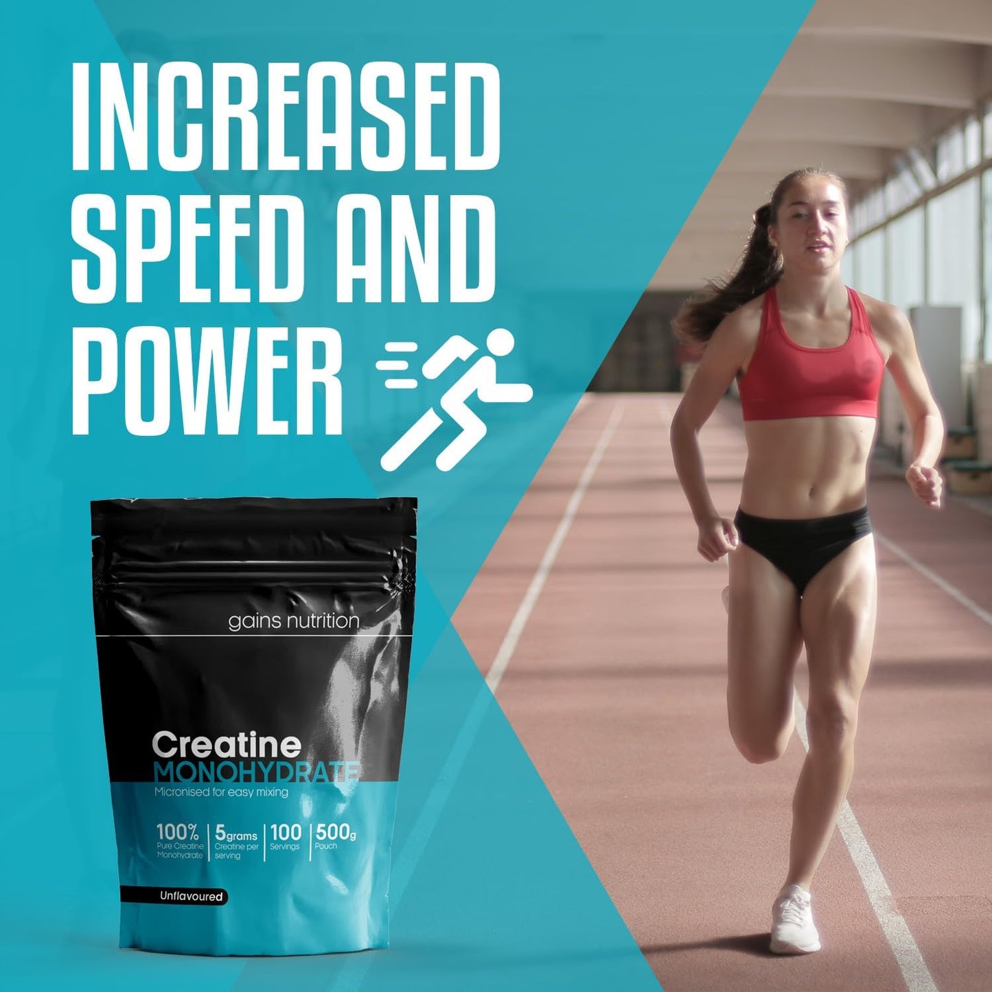 GN Creatine Powder | 500G High Strength Creatine Monohydrate Powder - 5G Creatine per Serving | Unflavoured, Filler Free Creatine Monohydrate | Non-Gmo & Gluten Free