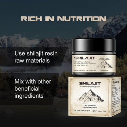 Pure Himalayan Shilajit Resin 600mg with 85+ Trace Minerals Complex for Energy Support, 30g per Box (Suggested Use: 2 Months)