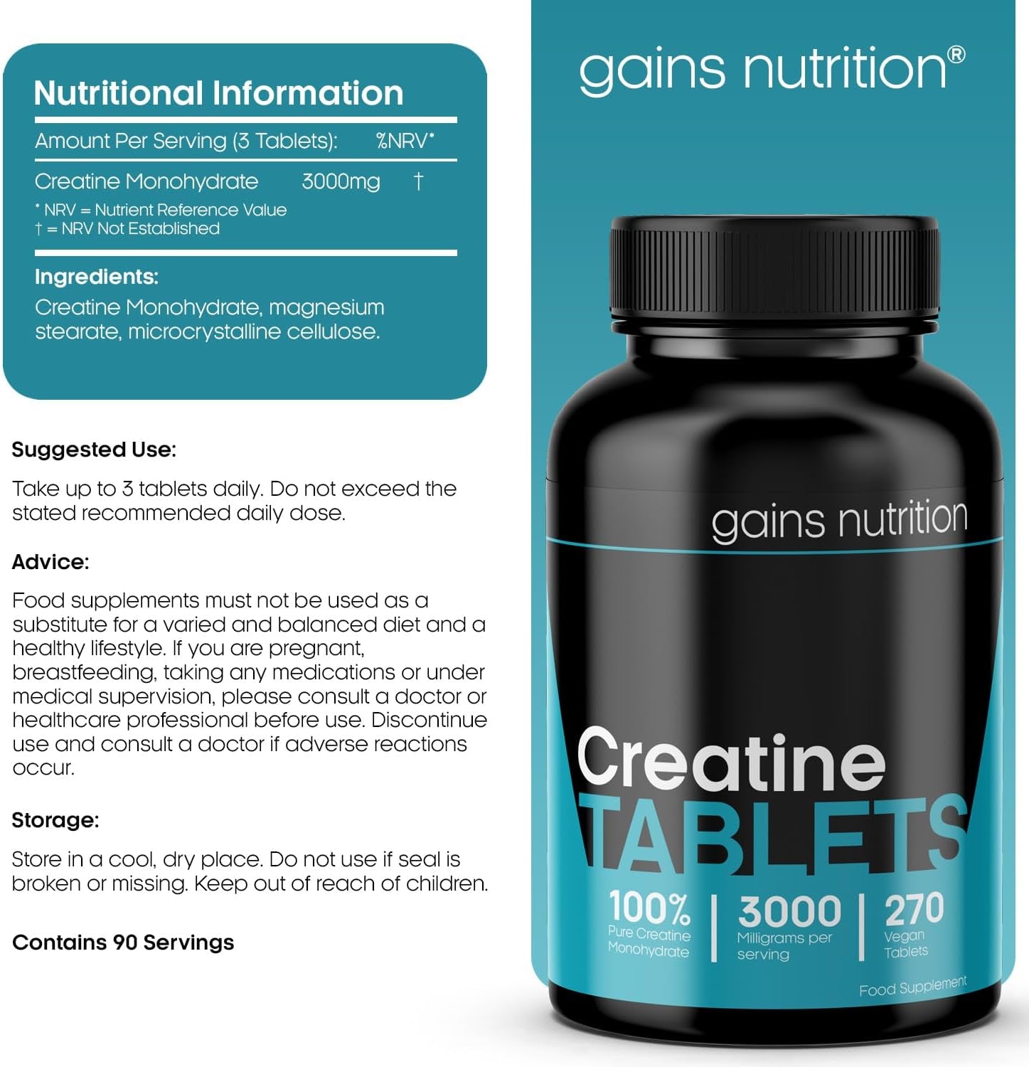 GN Creatine Tablets | 240 Creatine Monohydrate Tablets for Men & Women | High Strength Creatine - 3000Mg Creatine Monohydrate per Serving | Non-Gmo & Gluten Free