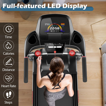 4.75HP Folding Treadmill - 20 Pre-Set Programs & Bluetooth Speakers + LED Display Included!