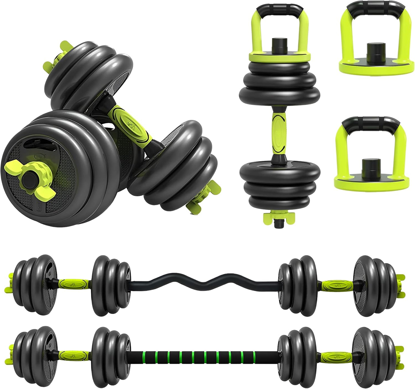 Strongway® Adjustable 6 in 1 - 20KG SET - Weight Lifting for Home Gym Fitness (Green/Black)